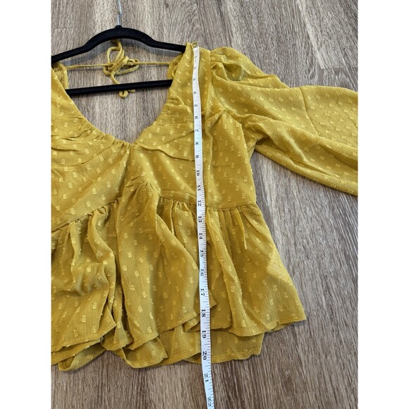 Anthropologie NWT Peplum Balloon Sleeve Blouse in Harvest Gold Medium - Picture 7 of 7